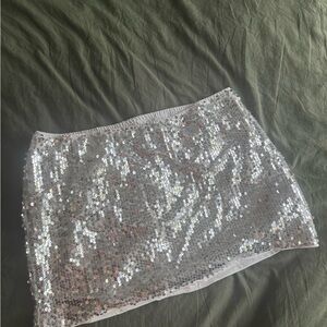 SHEIN Silver Sequin Pencil Mini Skirt